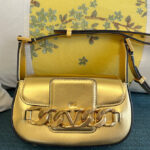 Valentino Vlogo Chain Small Laminated Nappa Shoulder Bag